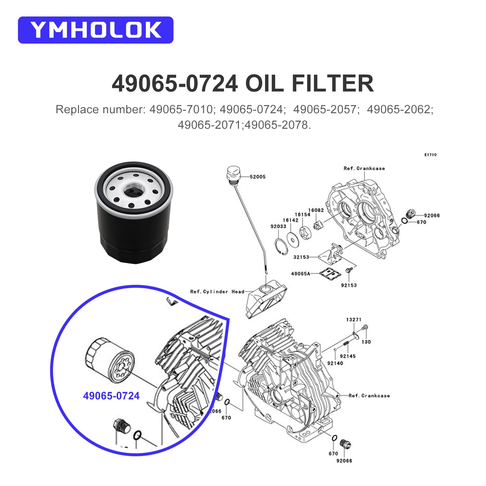 Amazon.com : 49065-0724 AM107423 Oil Filter Fit for kawasaki